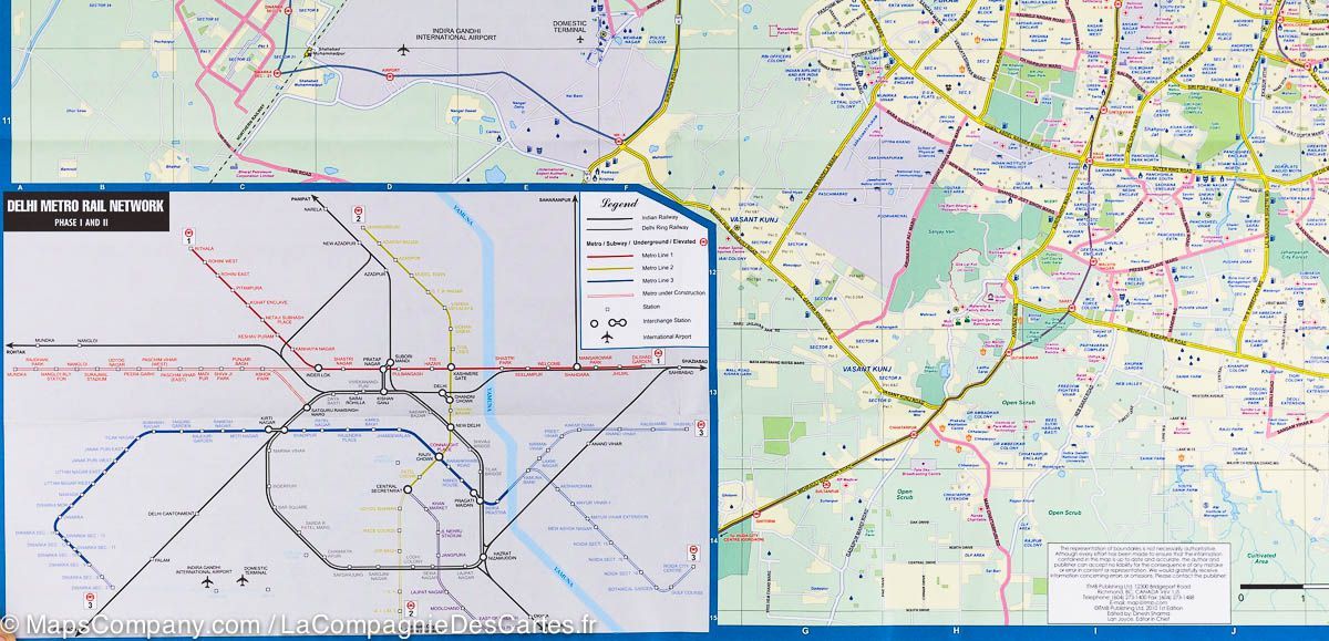 Carte de voyage - Inde Nord & Plan de Delhi | ITM carte routière ITM