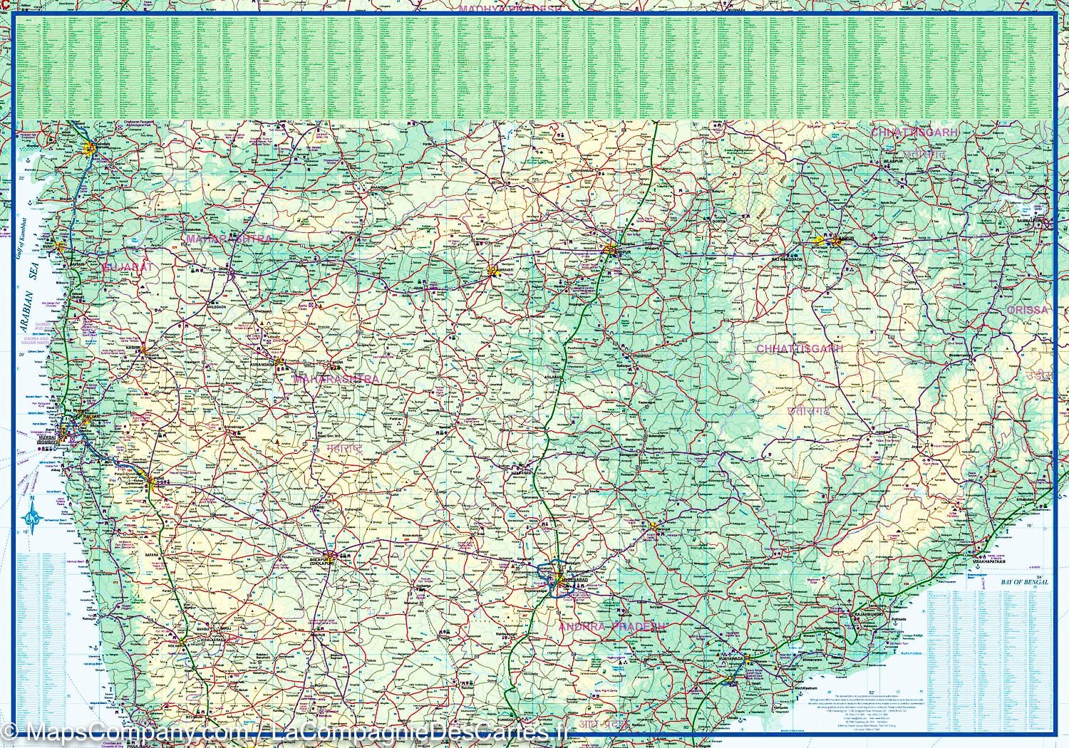Carte de voyage - Inde Sud | ITM carte routière ITM