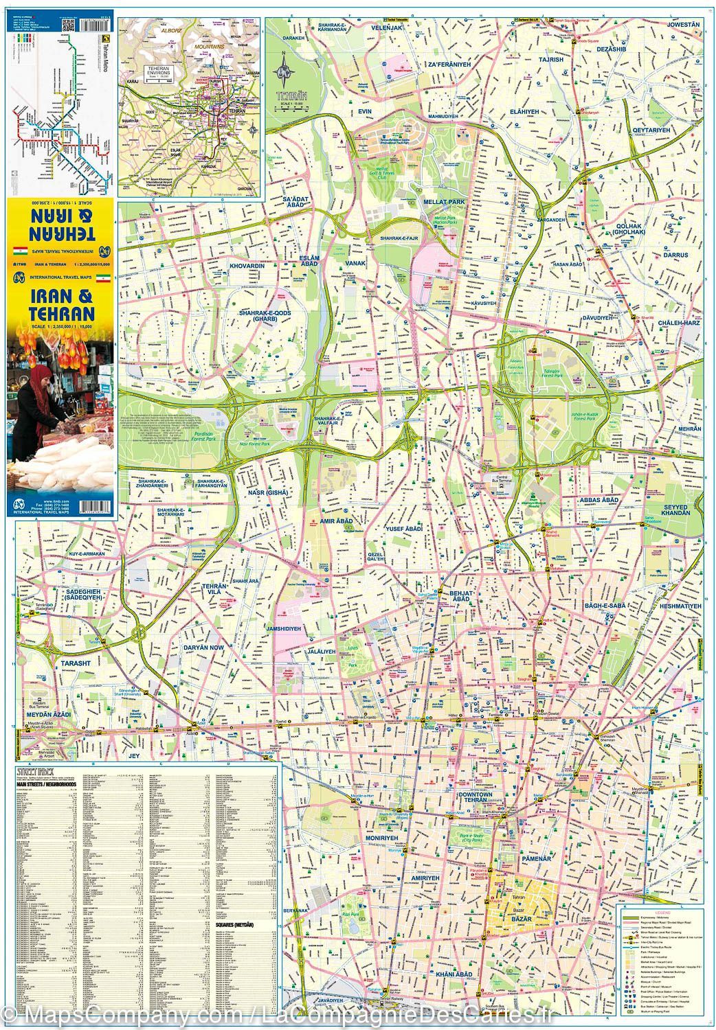 Carte de voyage - Iran & Plan de Téhéran | ITM carte routière ITM