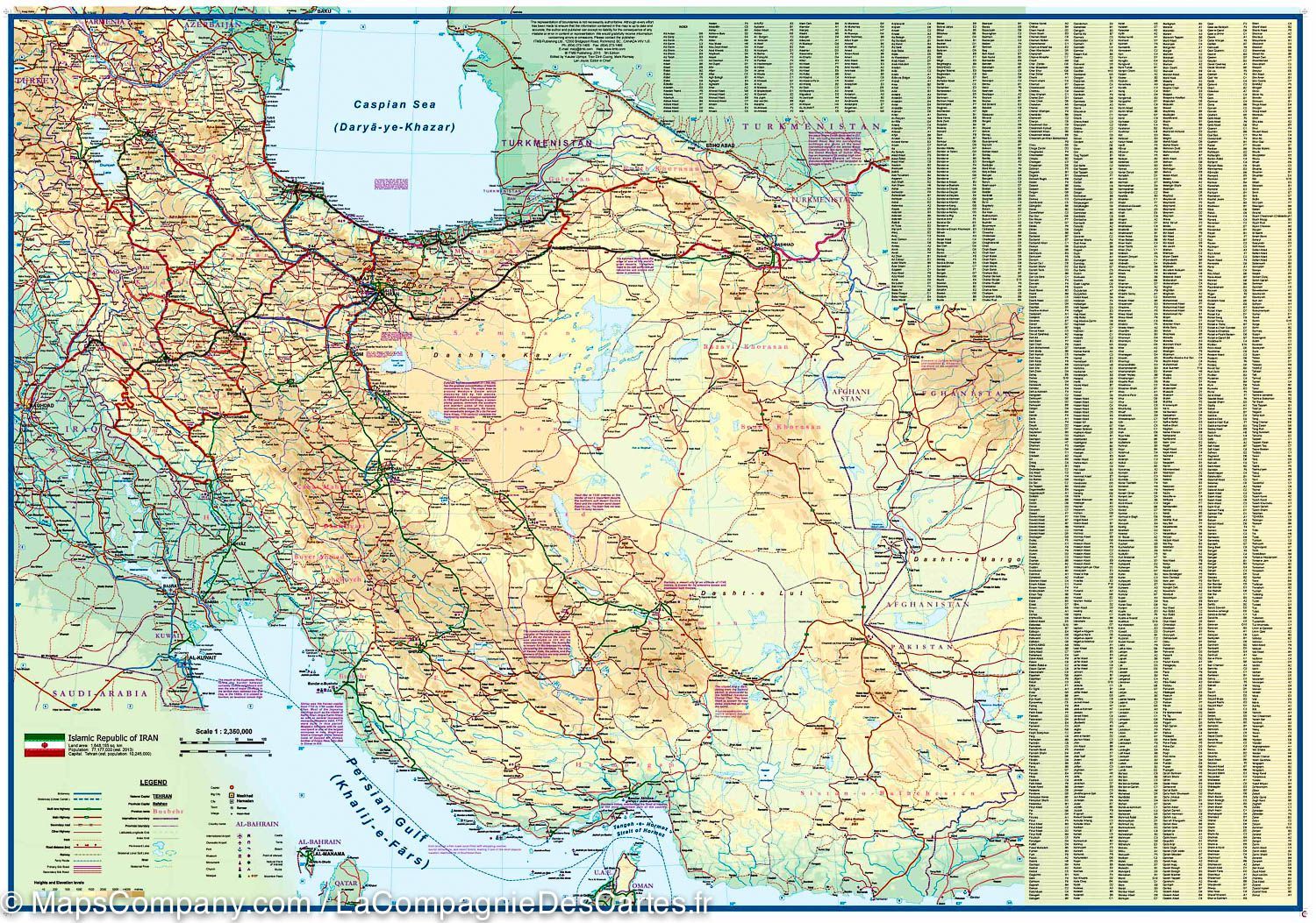Carte de voyage - Iran & Plan de Téhéran | ITM carte routière ITM