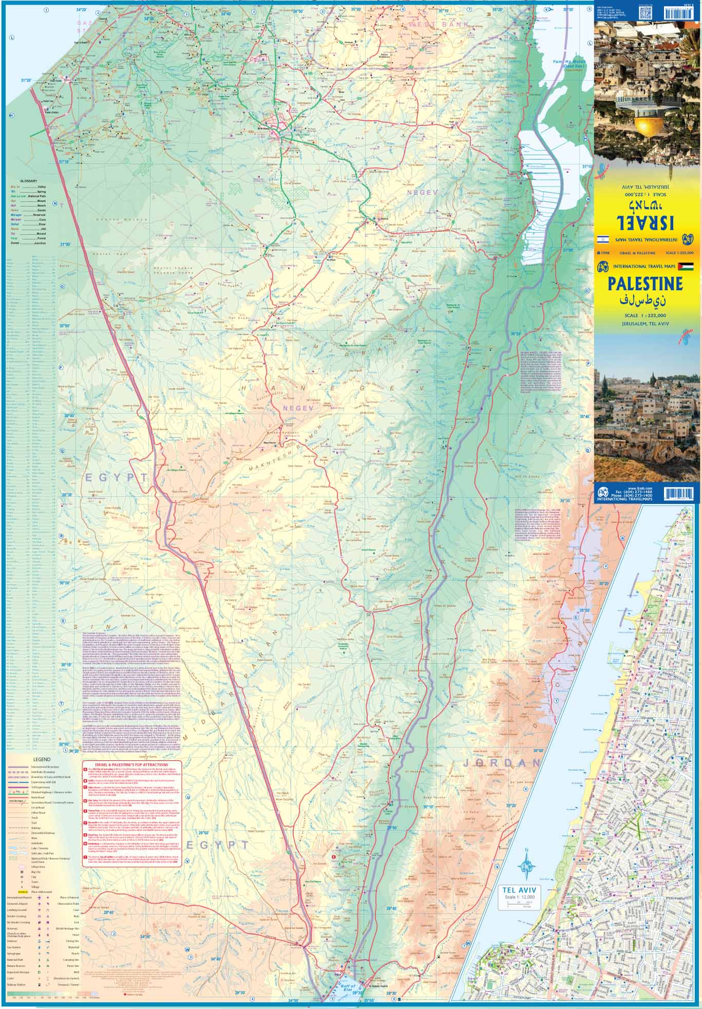 Carte de voyage - Israël & Palestine | ITM carte routière ITM
