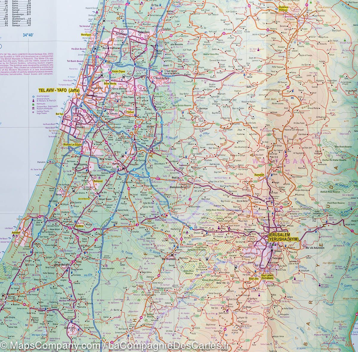 Carte de voyage - Israël & Palestine | ITM carte routière ITM