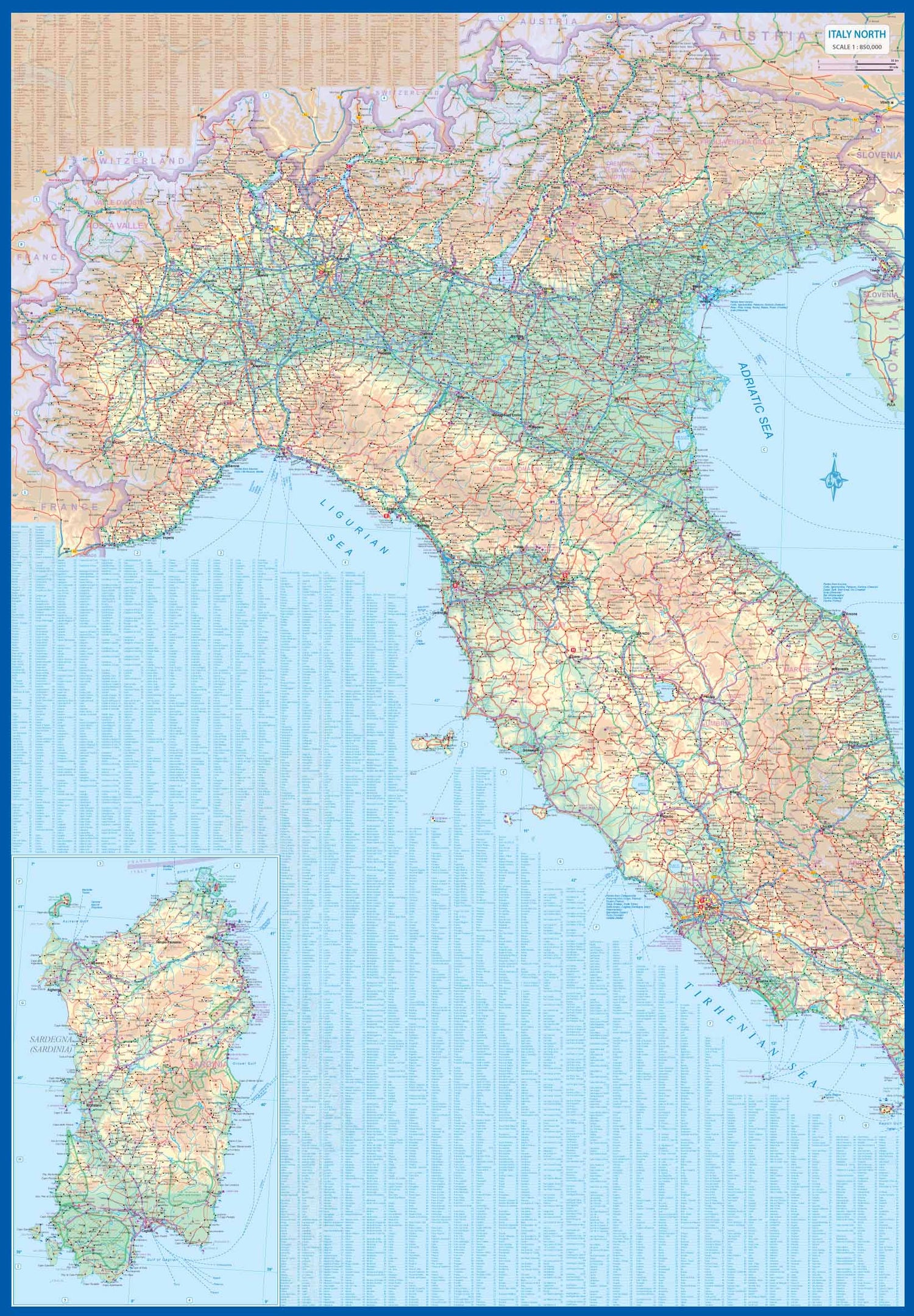Carte de voyage - Italie (Routes et chemins de fer) | ITM carte routière ITM