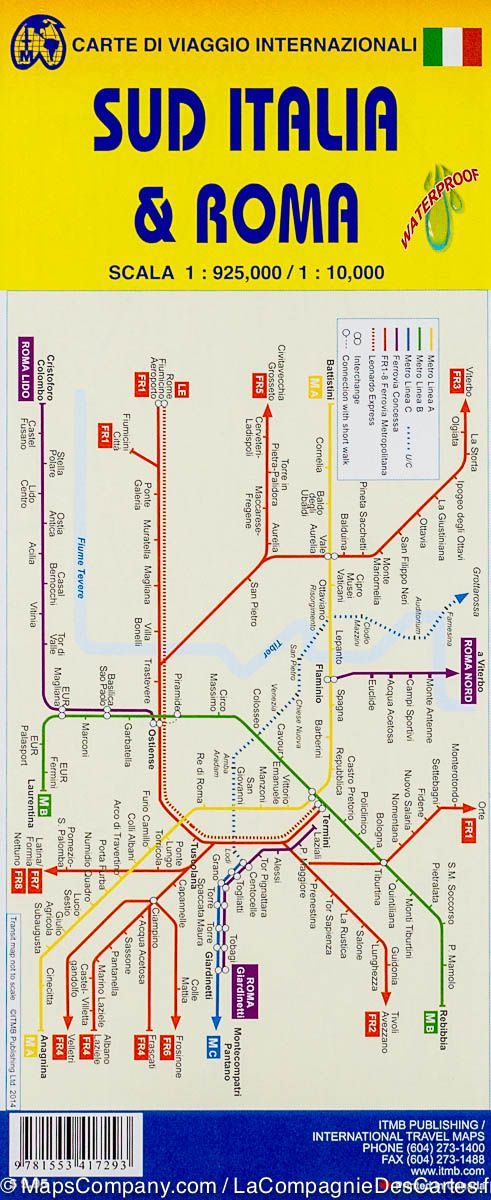 Carte de voyage - Italie Sud & Plan de Rome | ITM carte routière ITM