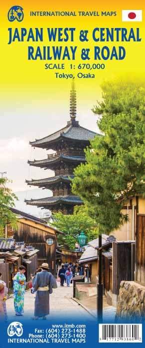Carte du centre et de l'ouest du Japon (voies ferrées) | ITM - La Compagnie des Cartes