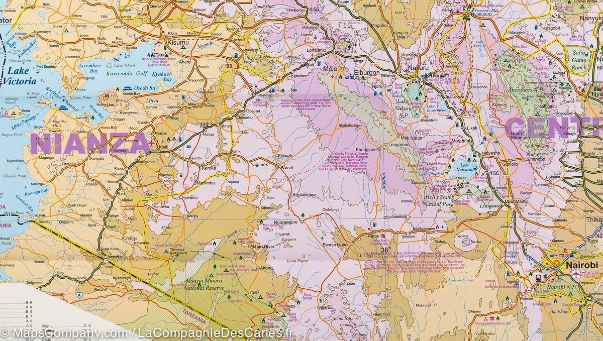 Carte de voyage - Kenya | ITM carte routière ITM