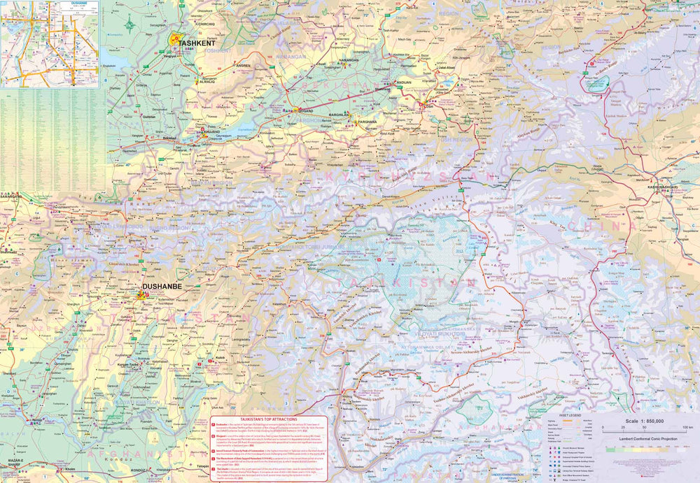 Carte de voyage - Kirghizstan & Tadjikistan | ITM carte pliée ITM 