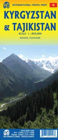 Carte de voyage - Kirghizstan & Tadjikistan | ITM carte routière ITM