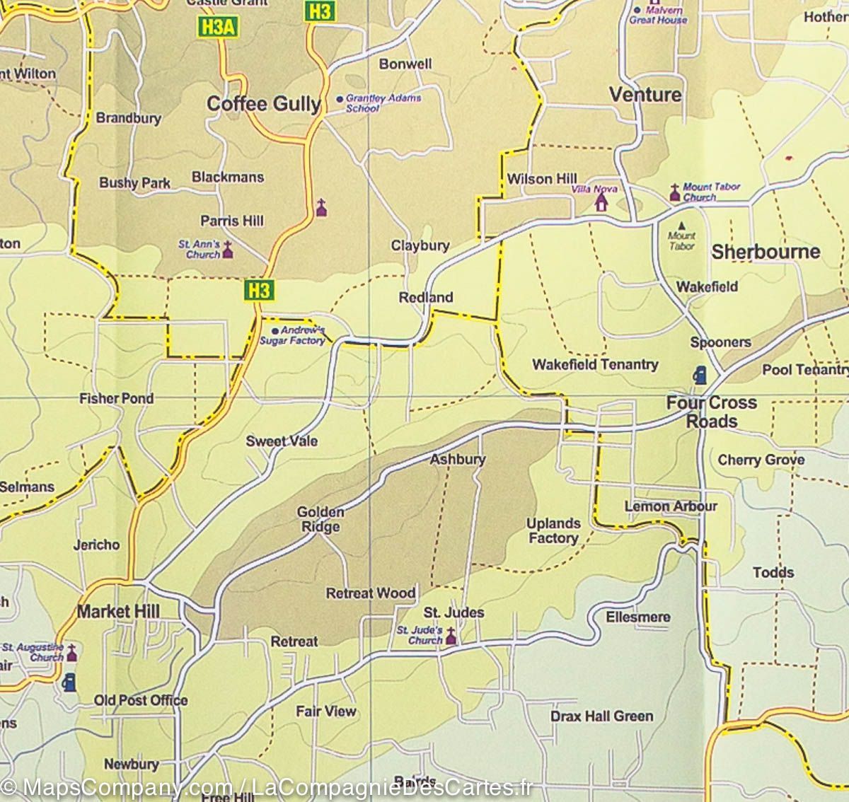 Carte de voyage - La Barbade & Sainte-Lucie | ITM carte routière ITM
