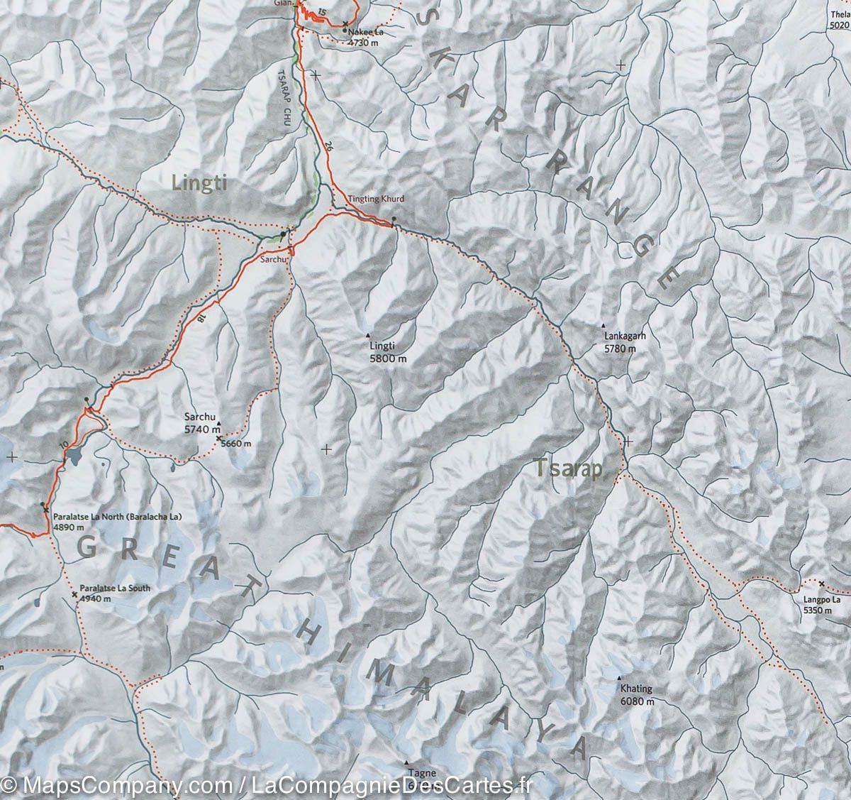 Carte de voyage - Ladakh et Zanskar (Inde) | Olizane carte routière Olizane