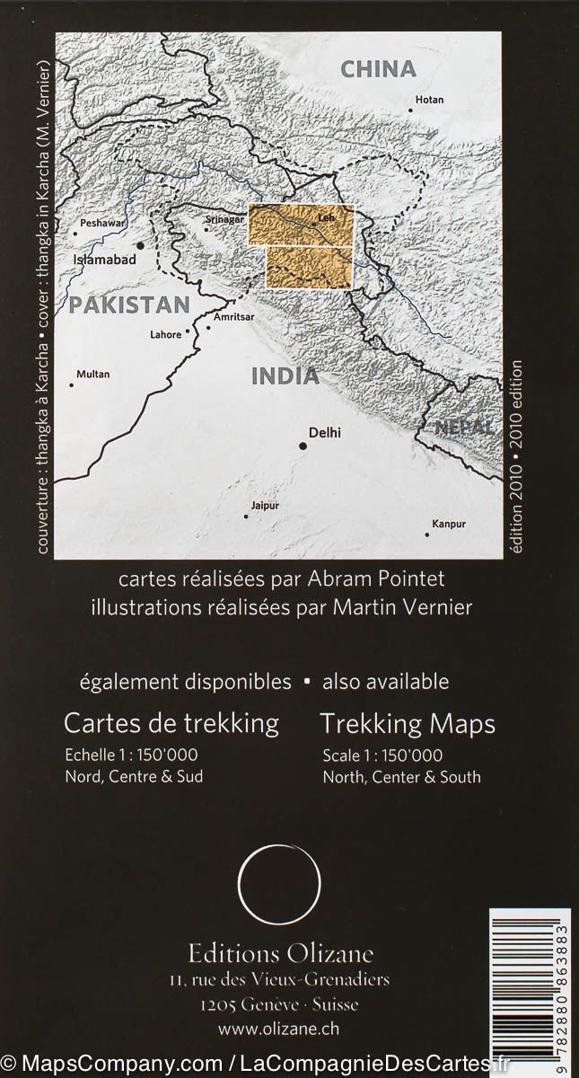 Carte de voyage du Ladakh et Zanskar (Inde) | Olizane - La Compagnie des Cartes