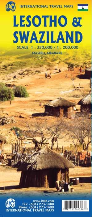 Carte de voyage - Lesotho & Swaziland | ITM carte routière ITM