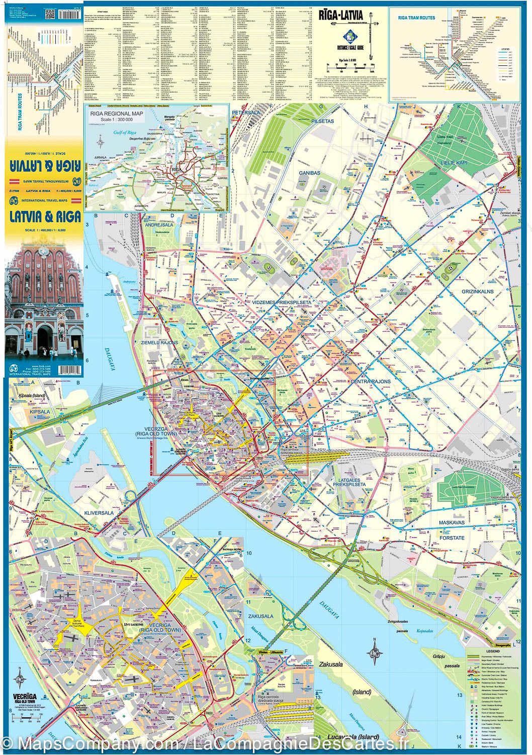 Carte de voyage - Lettonie & Plan de Riga | ITM carte routière ITM