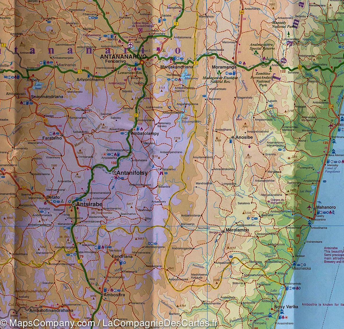 Carte de voyage - Madagascar | ITM carte routière ITM