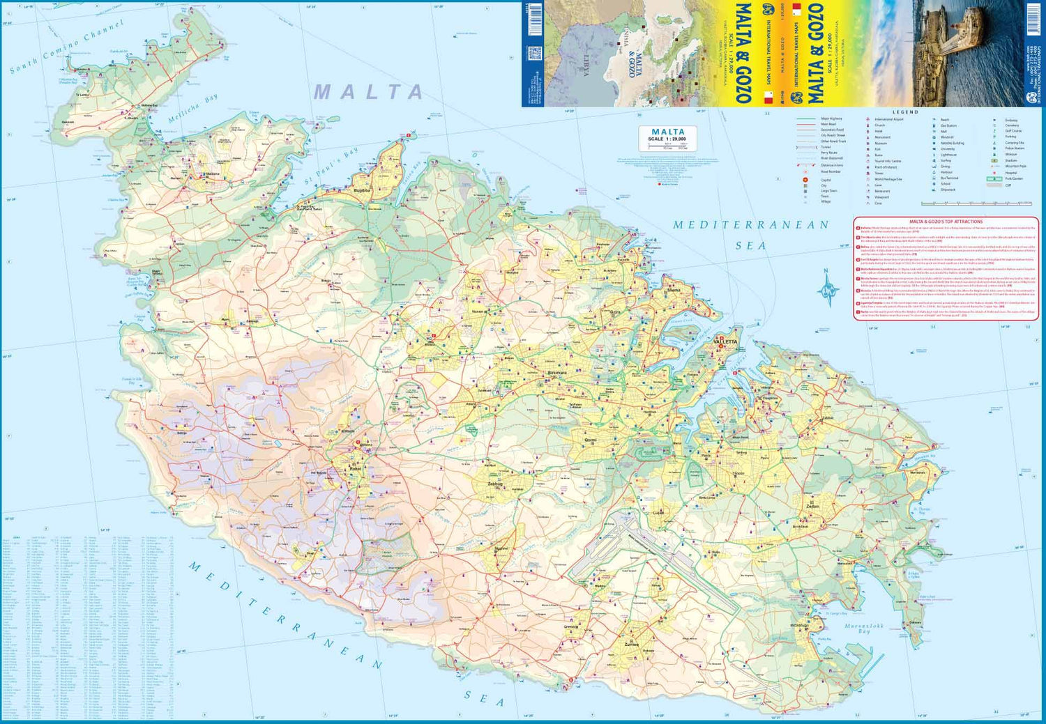 Carte de voyage - Malte & Gozo | ITM carte routière ITM