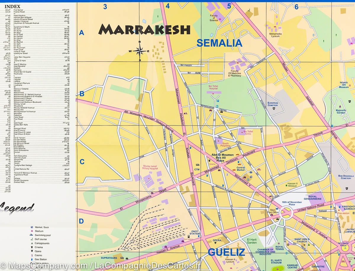 Carte de voyage - Maroc Nord & Plan de Marrakech | ITM carte routière ITM