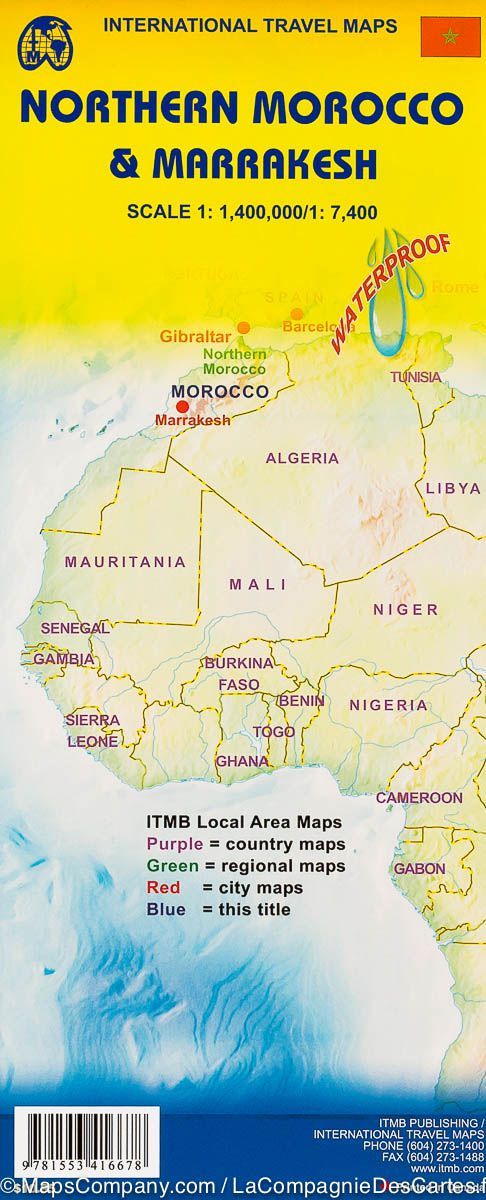 Carte de voyage - Maroc Nord & Plan de Marrakech | ITM carte routière ITM