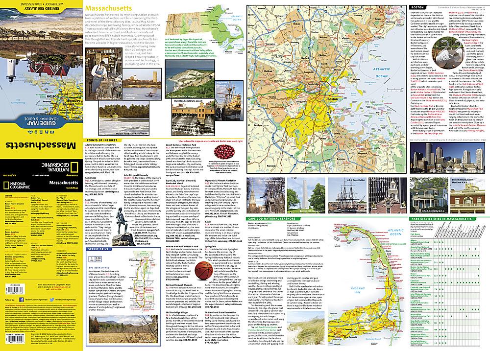 Carte de voyage - Massachusetts | National Geographic carte pliée National Geographic 