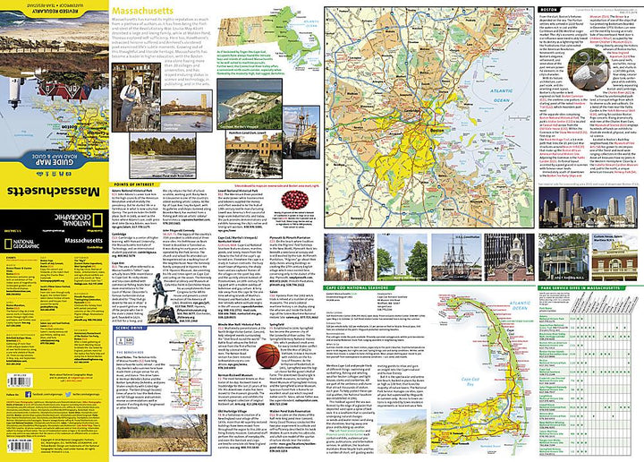 Carte de voyage - Massachusetts | National Geographic carte pliée National Geographic 