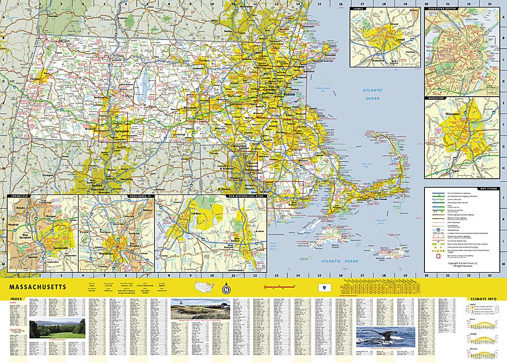 Carte de voyage - Massachusetts | National Geographic carte pliée National Geographic 
