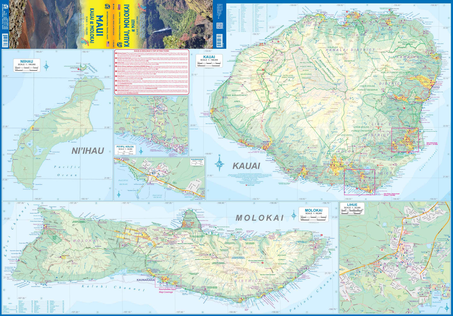 Carte de voyage - Maui, Kauai & Molokai | ITM carte routière ITM