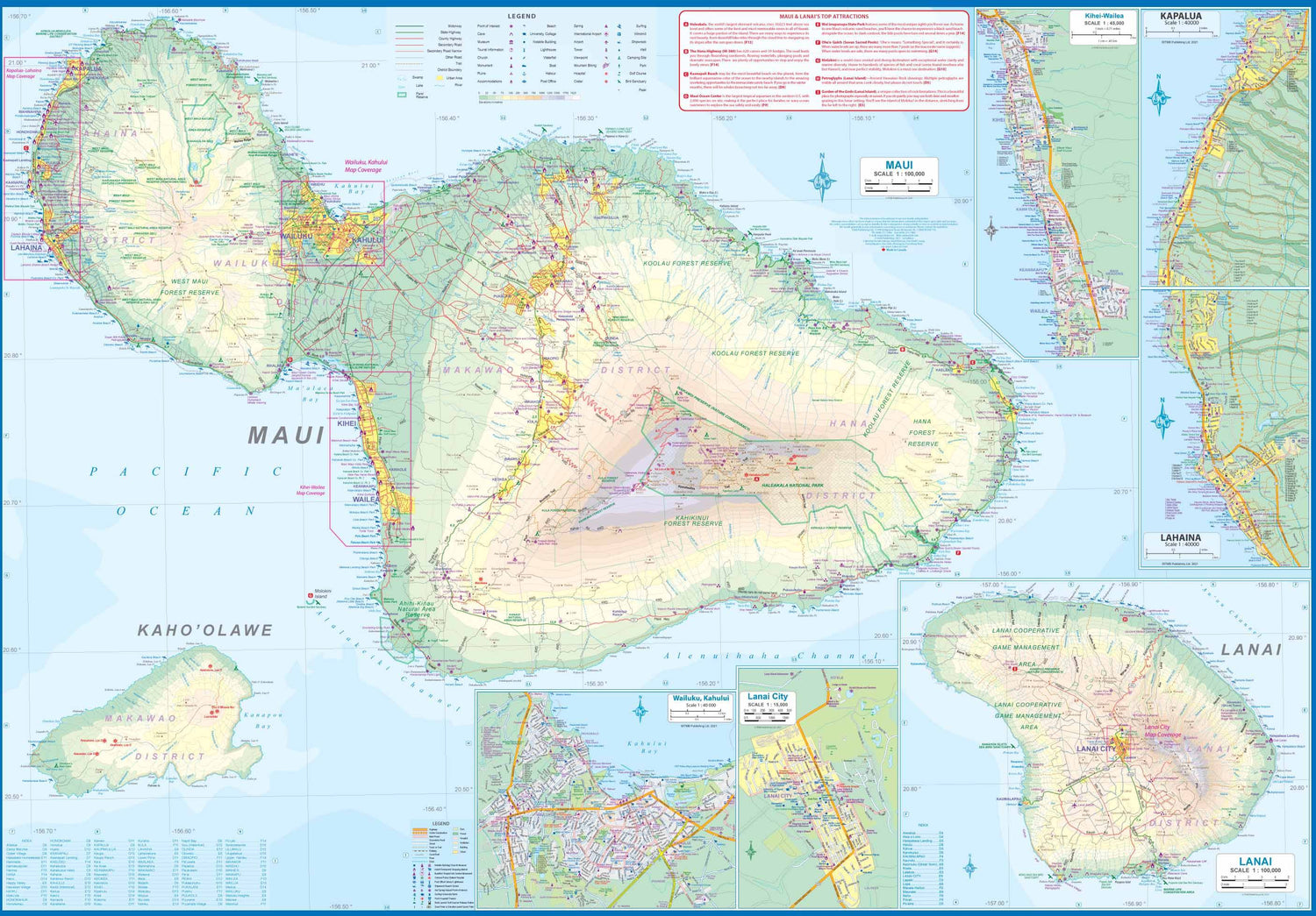 Carte de voyage - Maui, Kauai & Molokai | ITM carte routière ITM