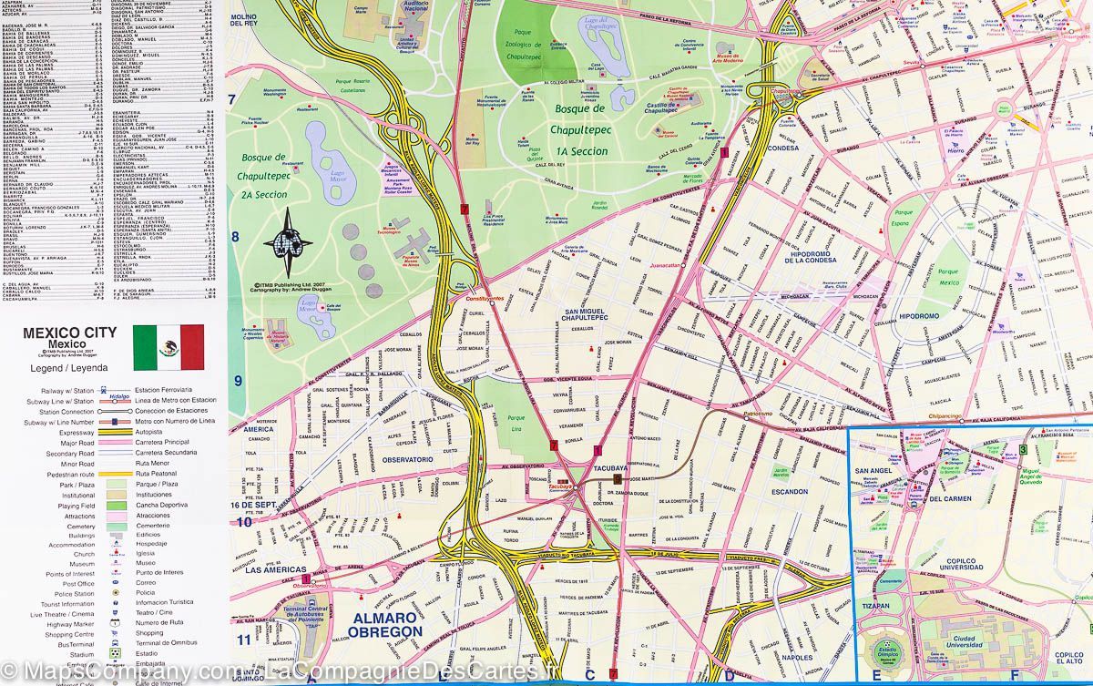 Carte de voyage - Mexique Central & Plan de Mexico | ITM carte routière ITM