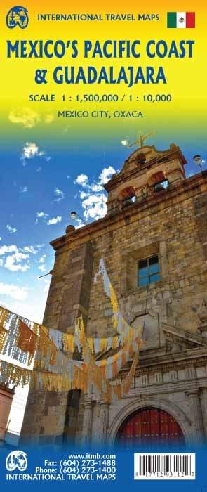 Carte de voyage - Mexique : Côte pacifique & Plan de Guadalajara | ITM carte routière ITM