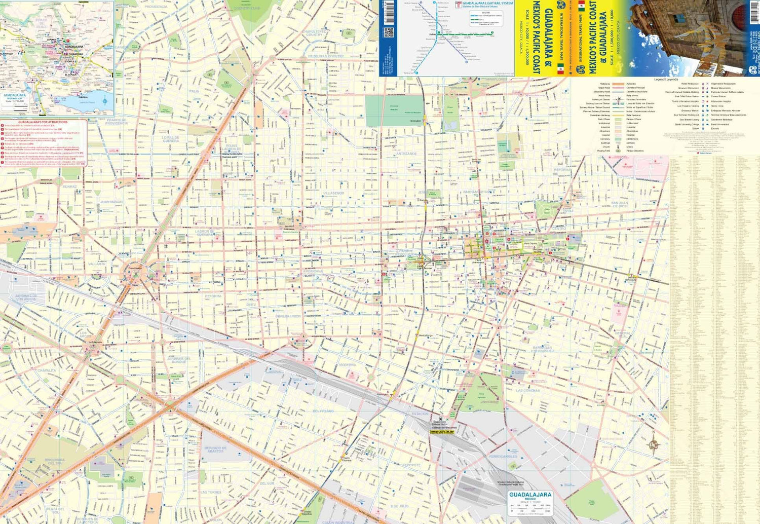 Carte de voyage - Mexique : Côte pacifique & Plan de Guadalajara | ITM carte routière ITM