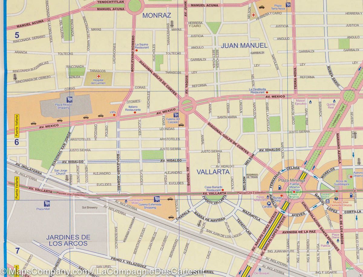 Carte de voyage - Mexique : Côte pacifique & Plan de Guadalajara | ITM carte routière ITM