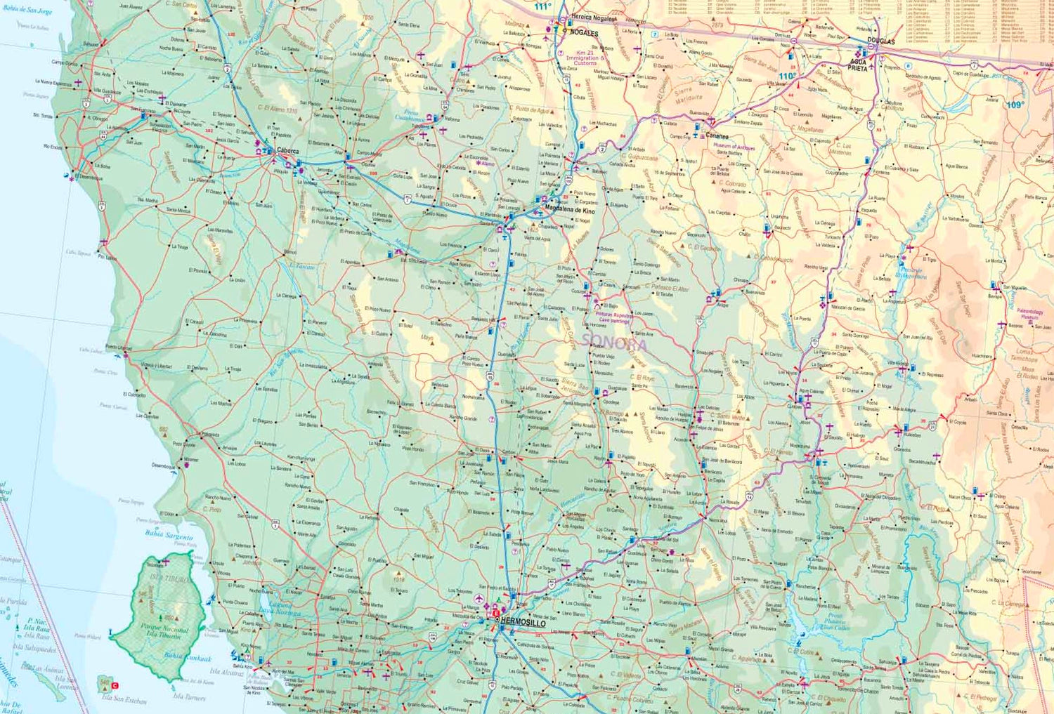 Carte de voyage - Mexique : Sonora & Sinaloa | ITM carte routière ITM
