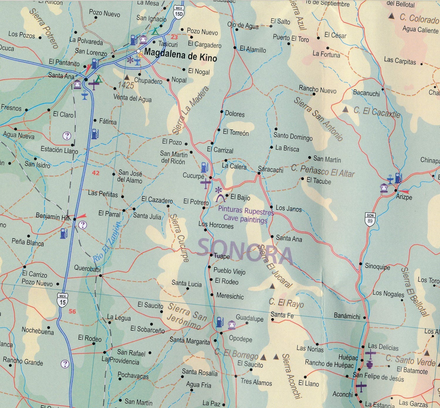 Carte de voyage - Mexique : Sonora & Sinaloa | ITM carte routière ITM