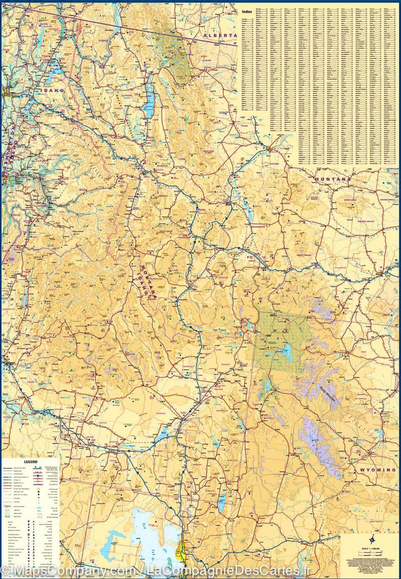 Carte de voyage - Montagnes Rocheuses (USA) | ITM carte routière ITM