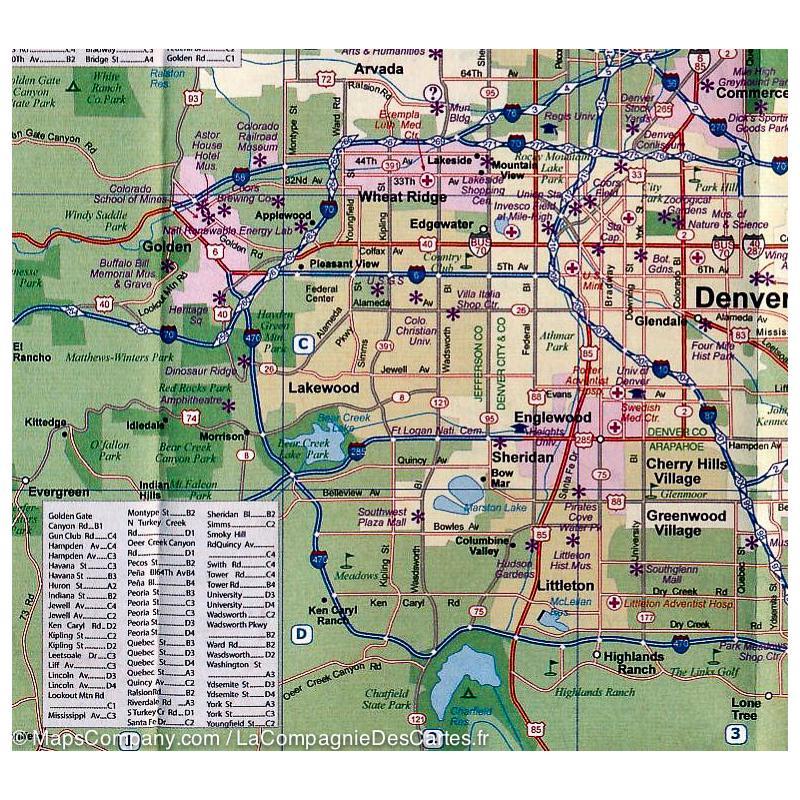 Carte de voyage - Montagnes Rocheuses (USA) | ITM carte routière ITM