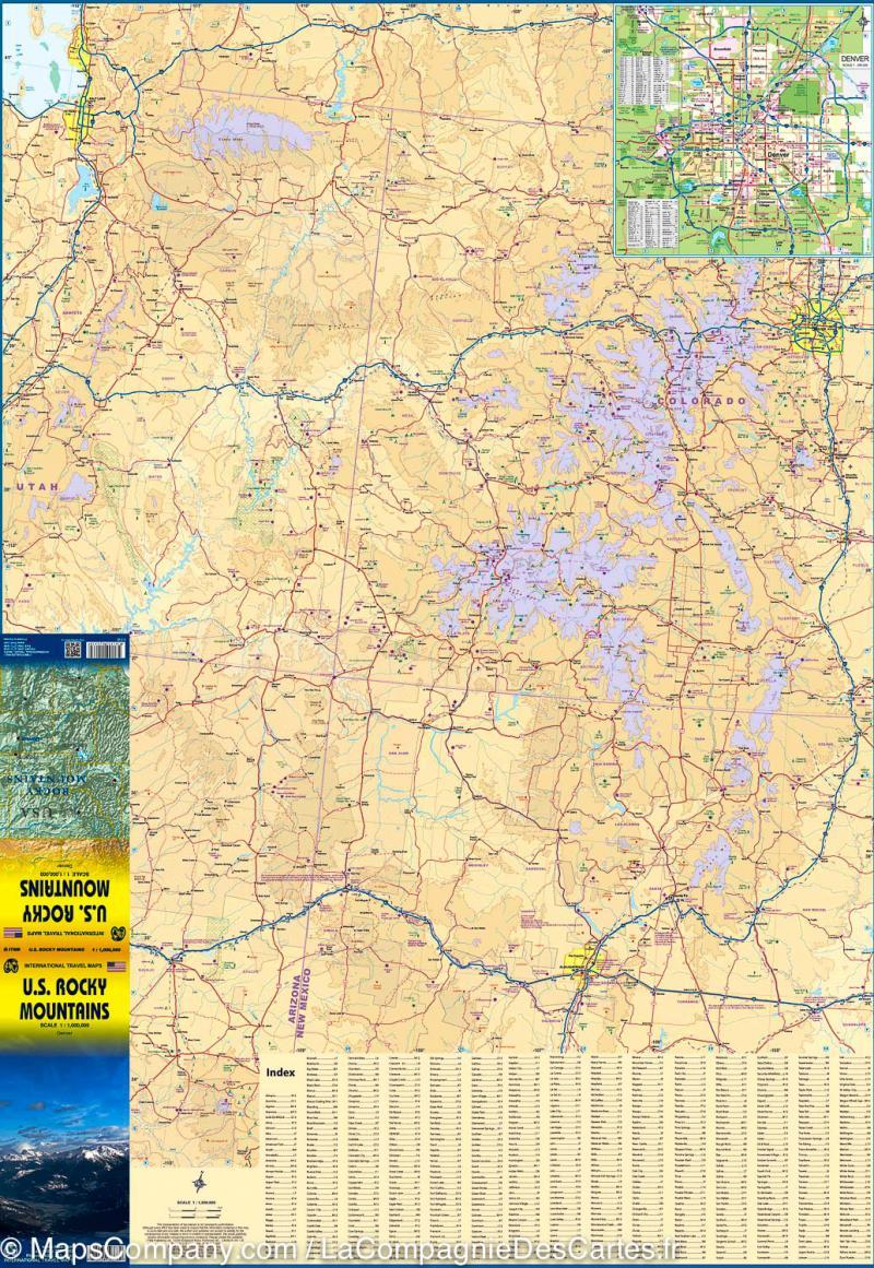 Carte de voyage - Montagnes Rocheuses (USA) | ITM carte routière ITM