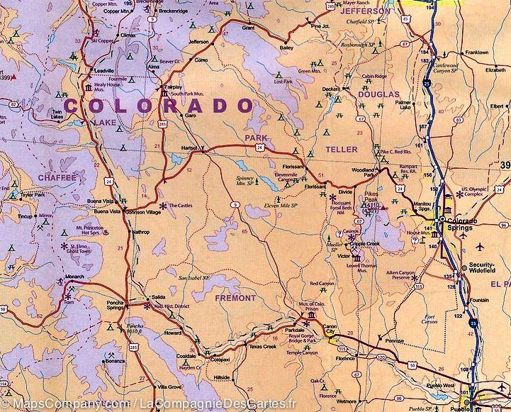 Carte de voyage - Montagnes Rocheuses (USA) | ITM carte routière ITM