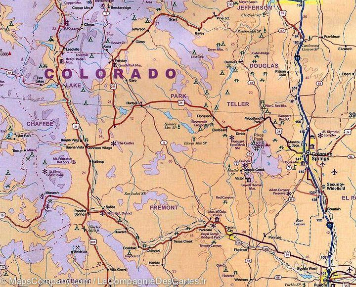Carte de voyage des Montagnes Rocheuses (USA) | ITM - La Compagnie des Cartes