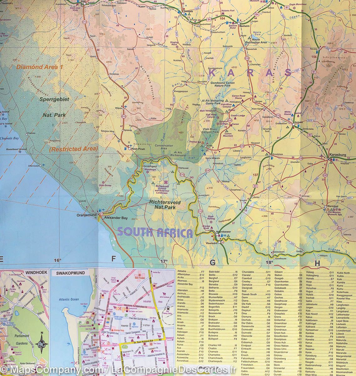 Carte de voyage - Namibie | ITM carte routière ITM