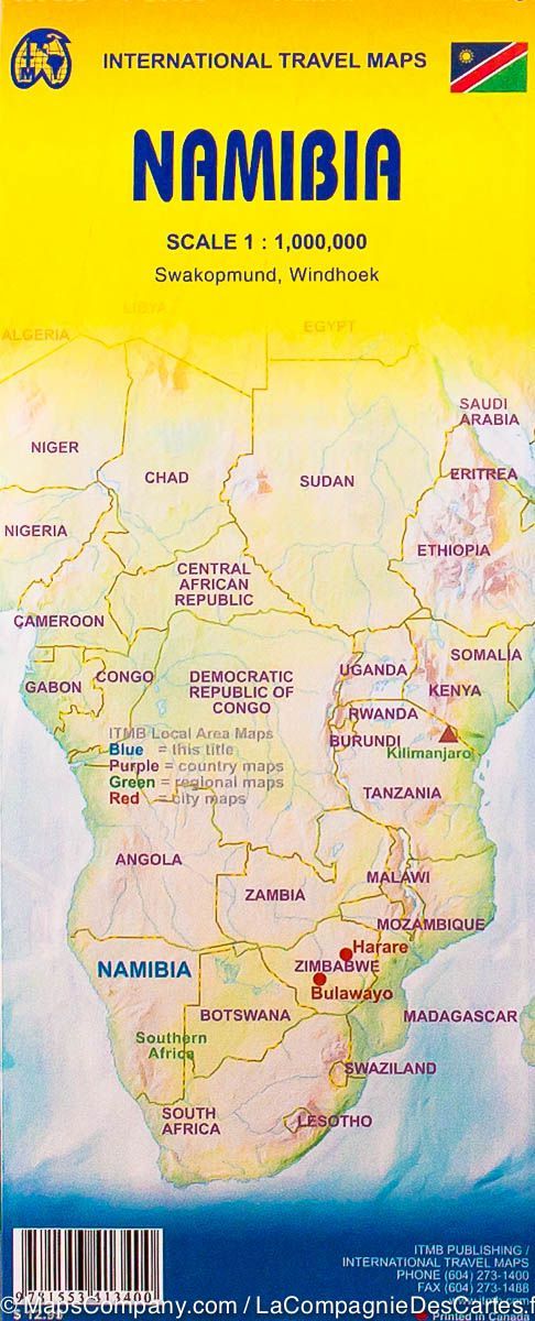 Carte de voyage - Namibie | ITM carte routière ITM