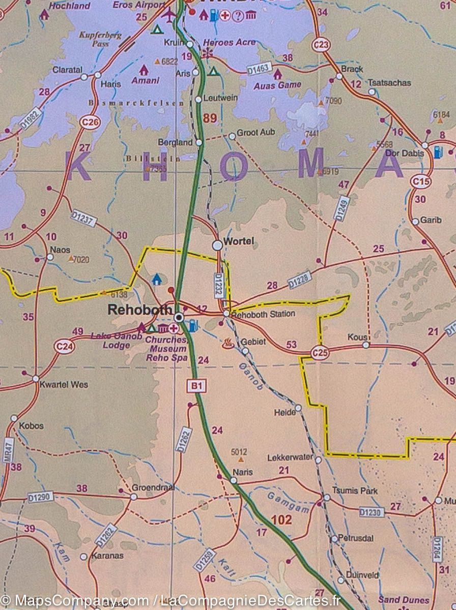Carte de voyage - Namibie | ITM carte routière ITM