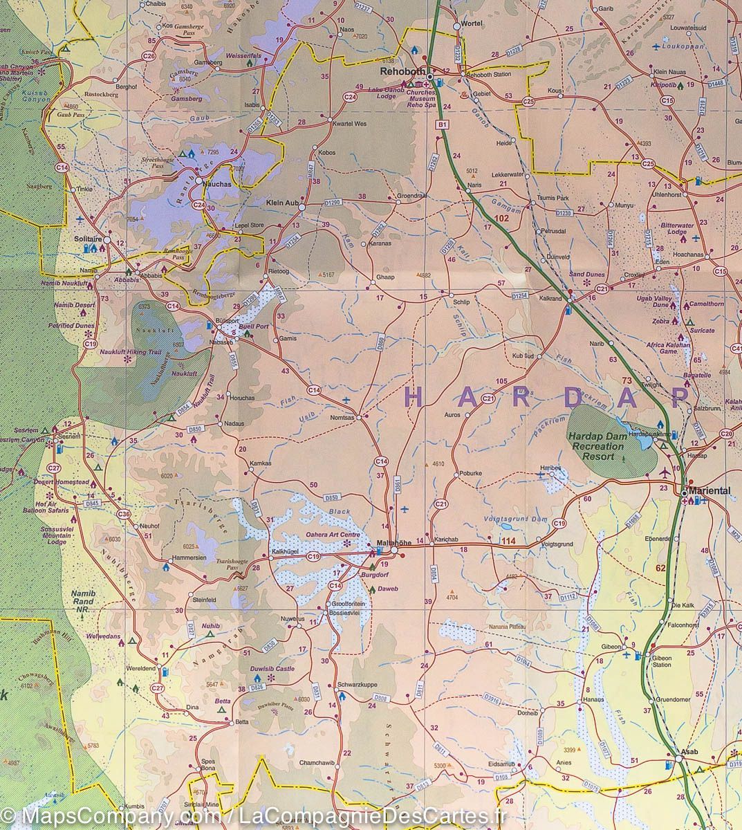 Carte de voyage - Namibie | ITM carte routière ITM