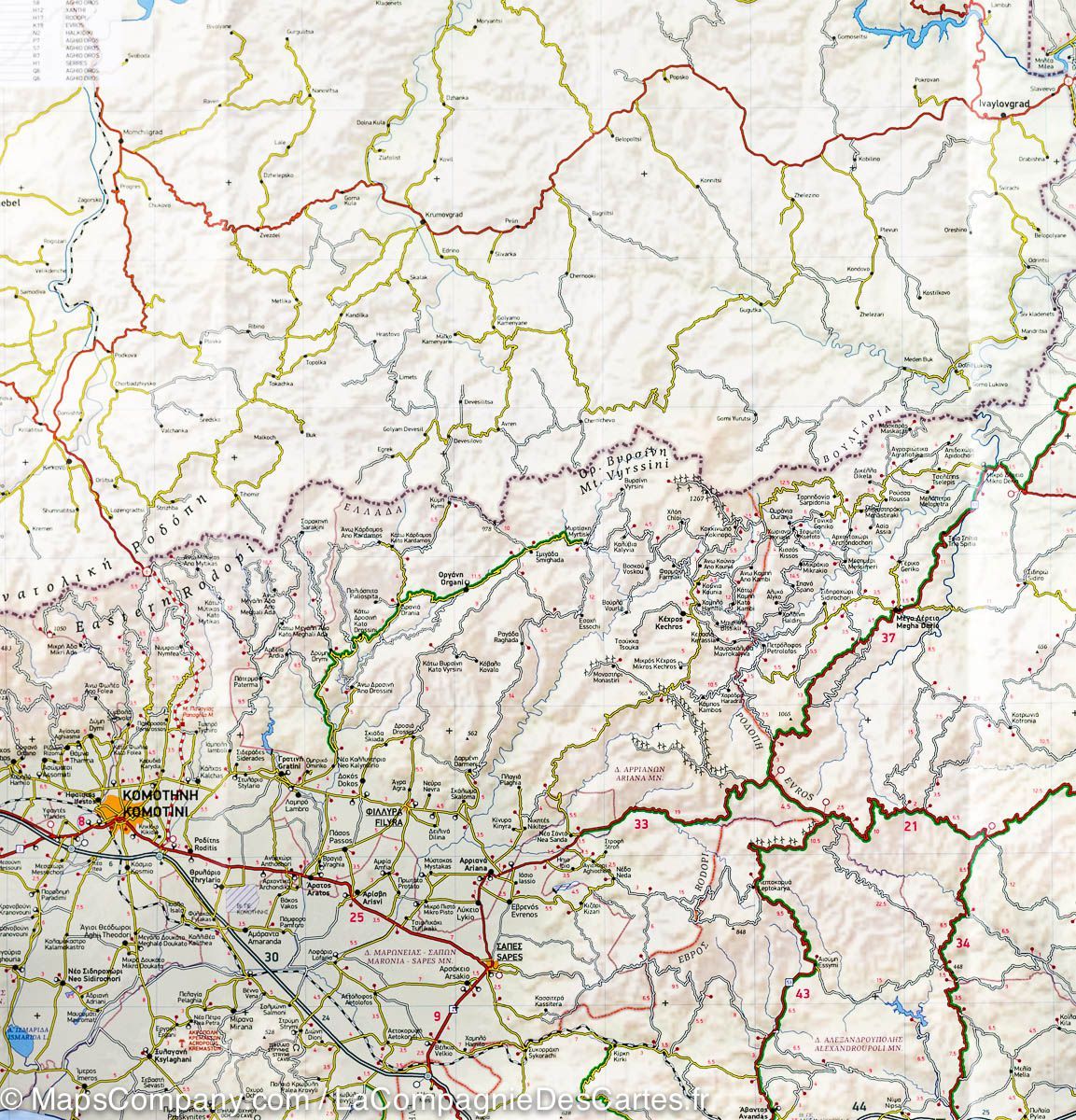 Carte de voyage n° 1 - Thrace & Est de la Macédoine (région administrative grecque) | Terrain Cartography carte routière Terrain Cartography