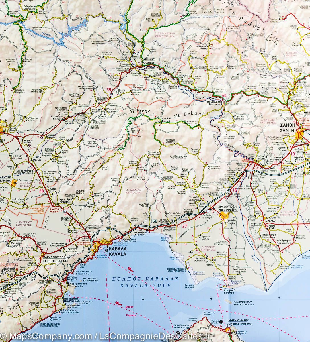 Carte de voyage n° 1 - Thrace & Est de la Macédoine (région administrative grecque) | Terrain Cartography carte routière Terrain Cartography