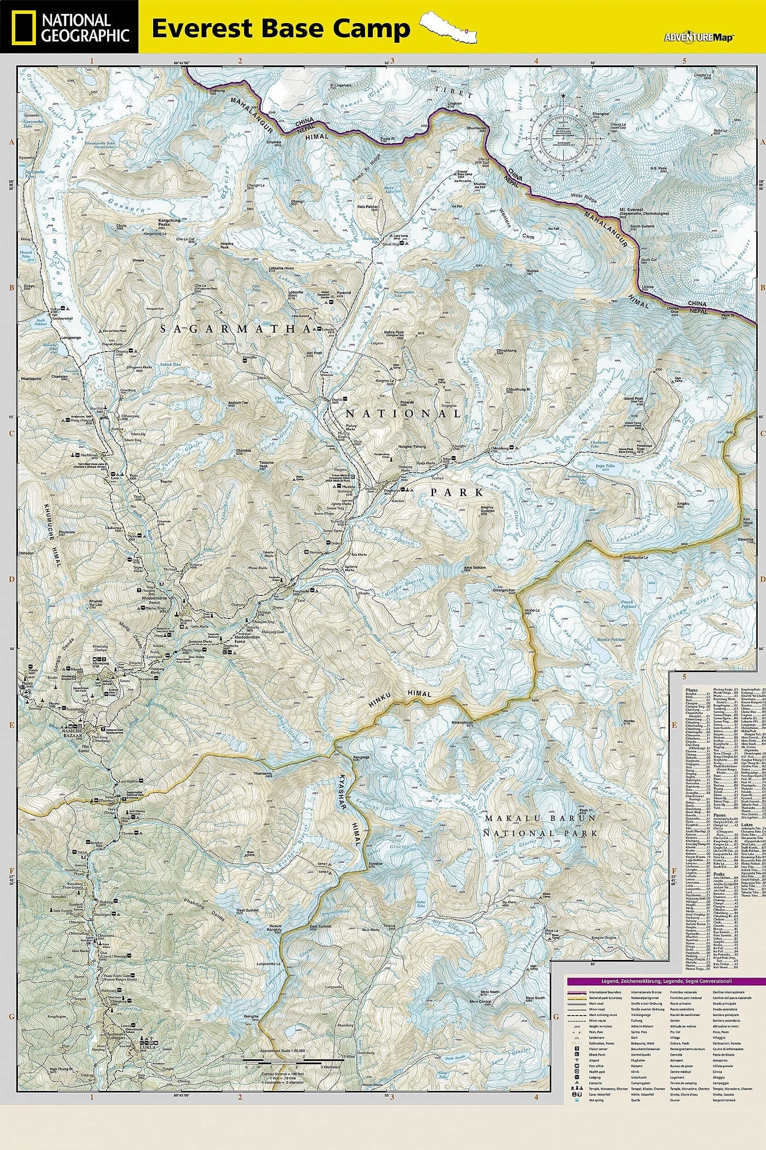 Carte de voyage n° 3001 - Camp de base de l’Everest (Népal) | National Geographic carte routière National Geographic