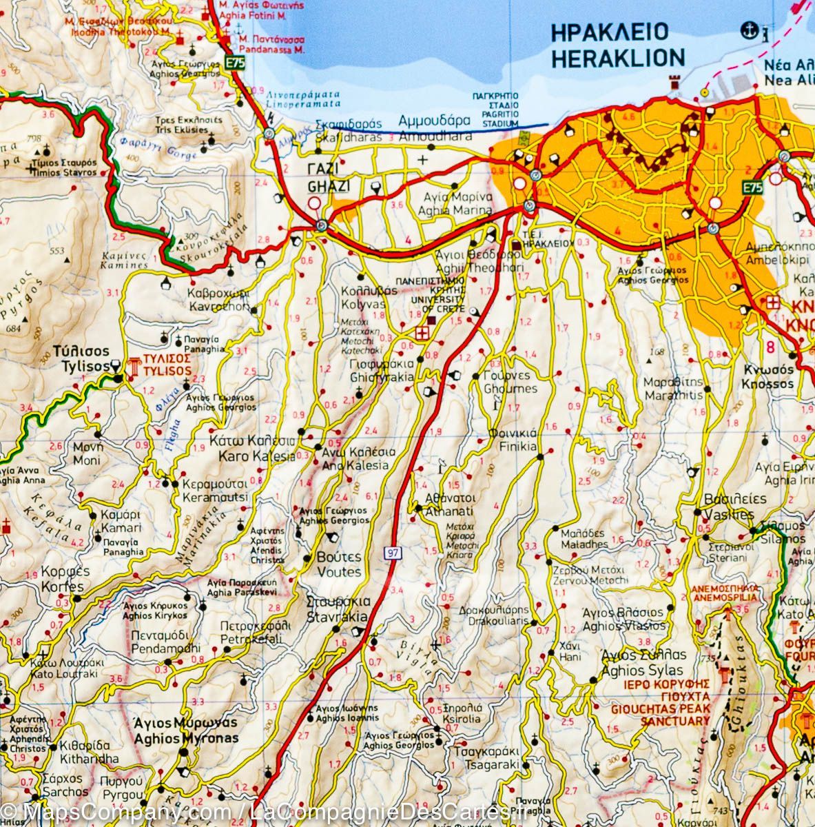 Carte de voyage n° 449 - Crète Centrale | Terrain Cartography carte routière Terrain Cartography