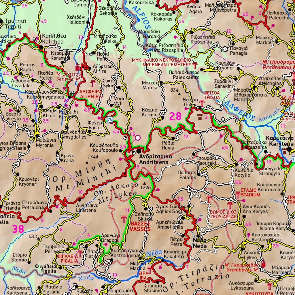 Carte de voyage n° 6 - Péloponnèse (Grèce) | Terrain Cartography carte routière Terrain Cartography