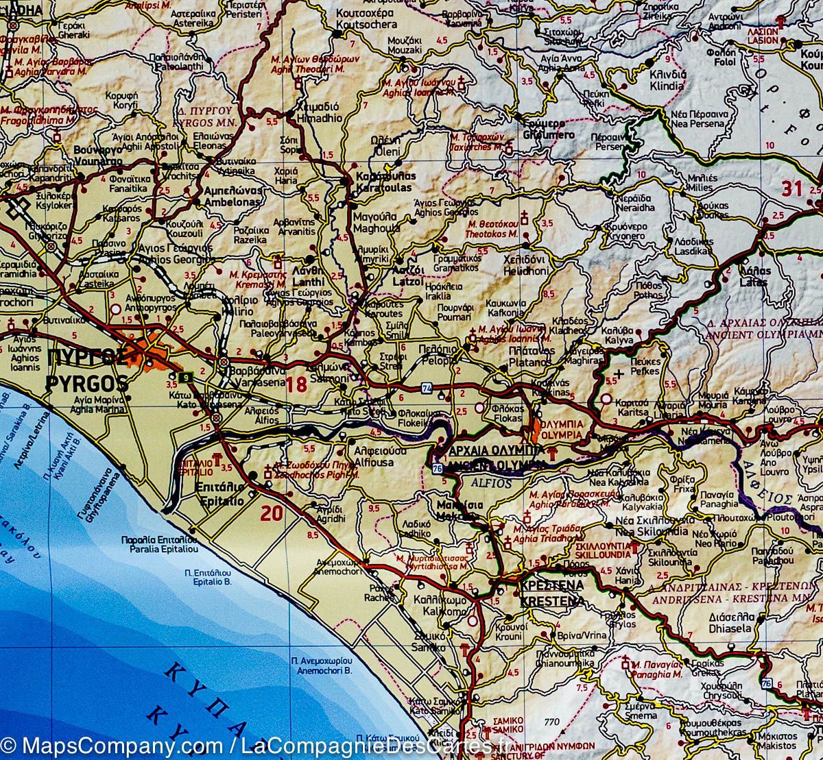 Carte de voyage n° 6 - Péloponnèse (Grèce) | Terrain Cartography carte routière Terrain Cartography