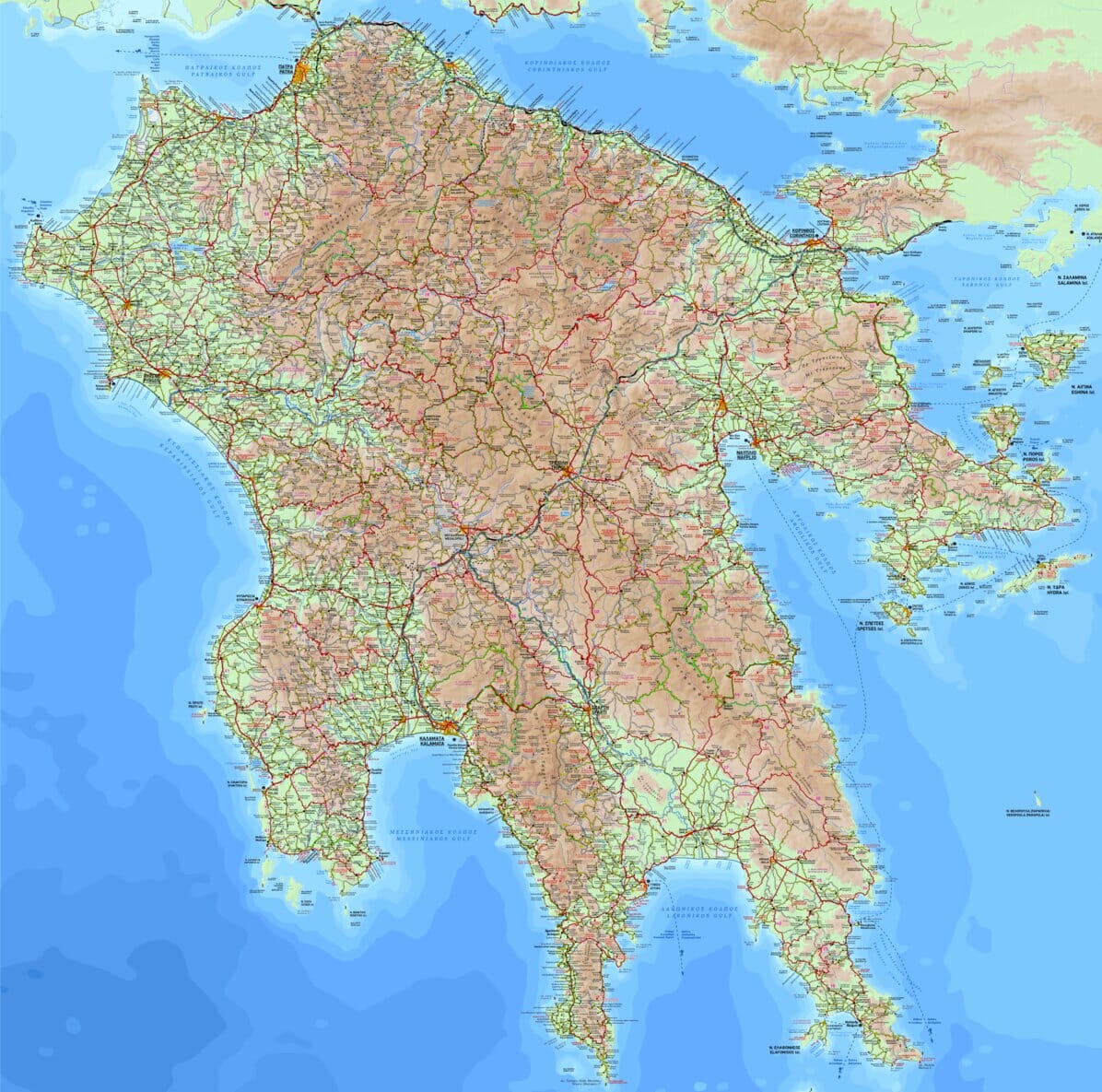 Carte de voyage n° 6 - Péloponnèse (Grèce) | Terrain Cartography carte routière Terrain Cartography