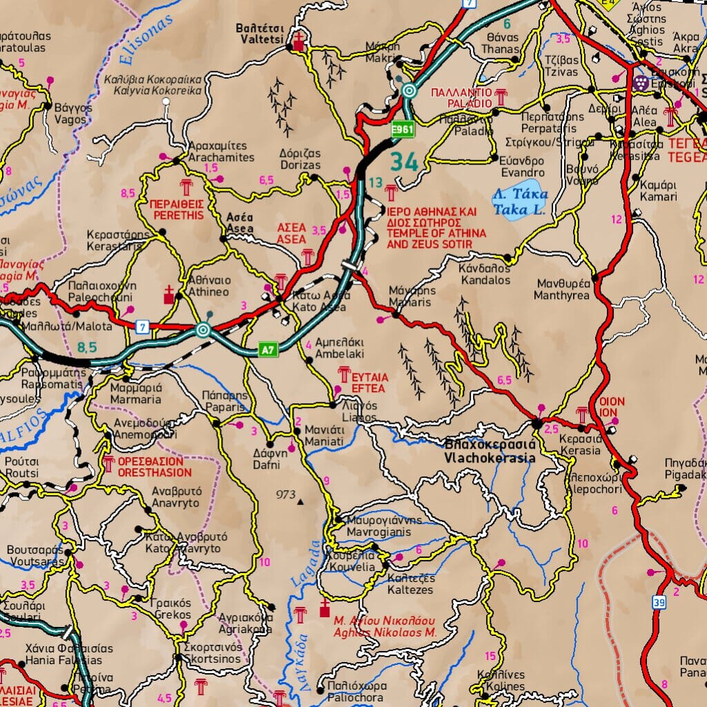 Carte de voyage n° 6 - Péloponnèse (Grèce) | Terrain Cartography carte routière Terrain Cartography