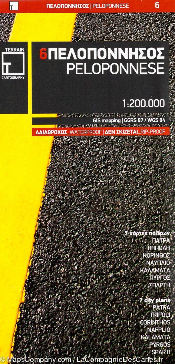 Carte de voyage n° 6 - Péloponnèse (Grèce) | Terrain Cartography carte routière Terrain Cartography